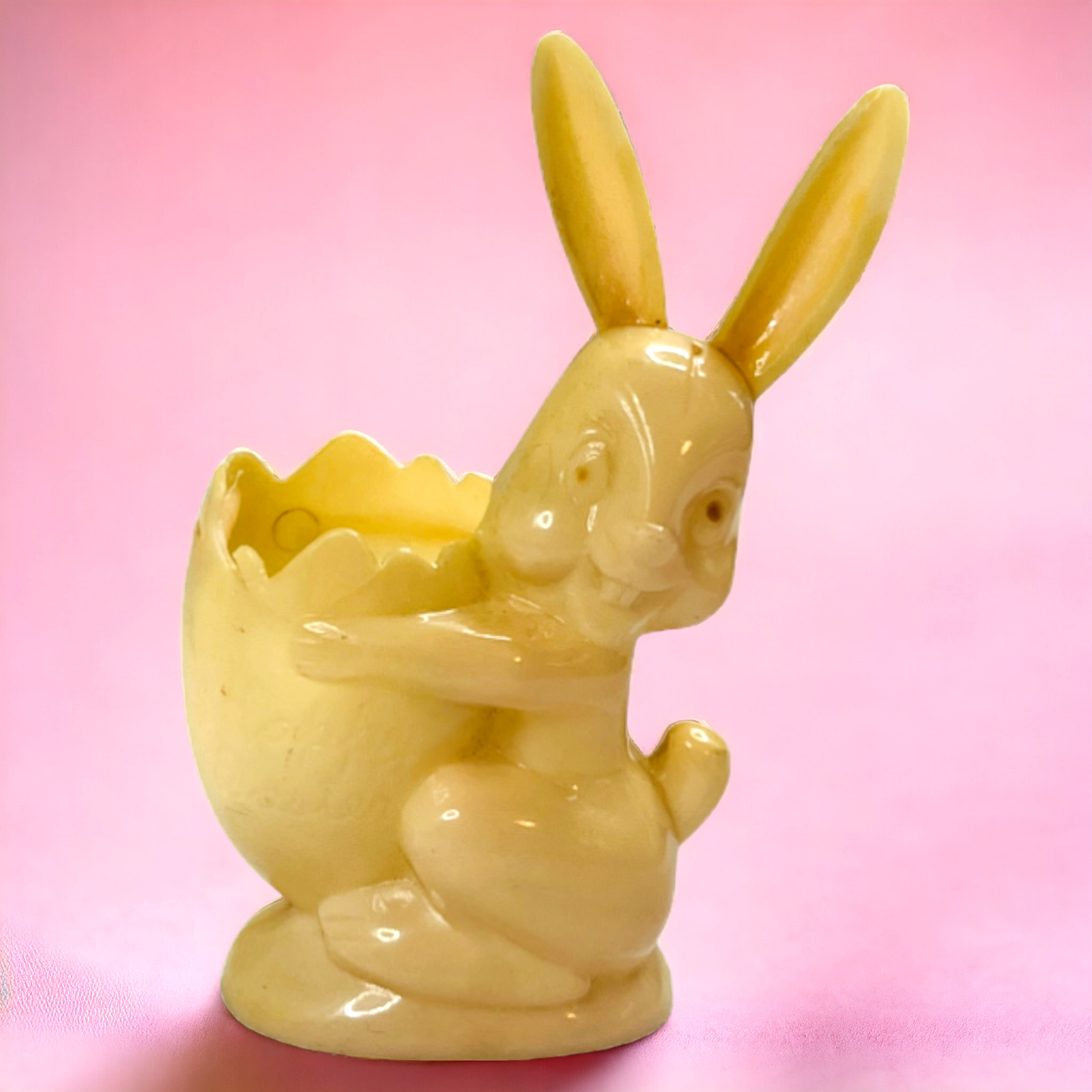 Vintage Plastic Bunny Rabbit Rosbro Hard Candy Container Easter Egg Toy Figure