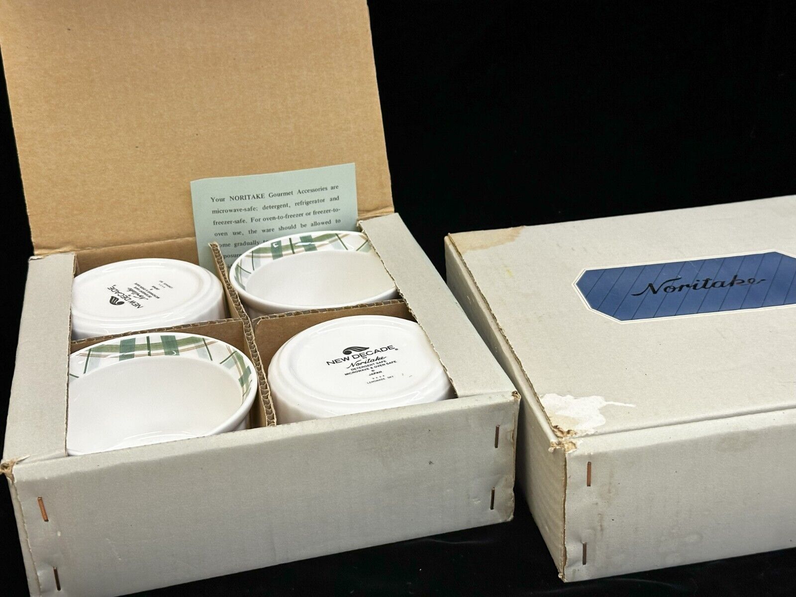 2 Vintage Noritake Ramekin Boxed Set Lemonade Sky BRAND NEW UNSED -8 bowls total