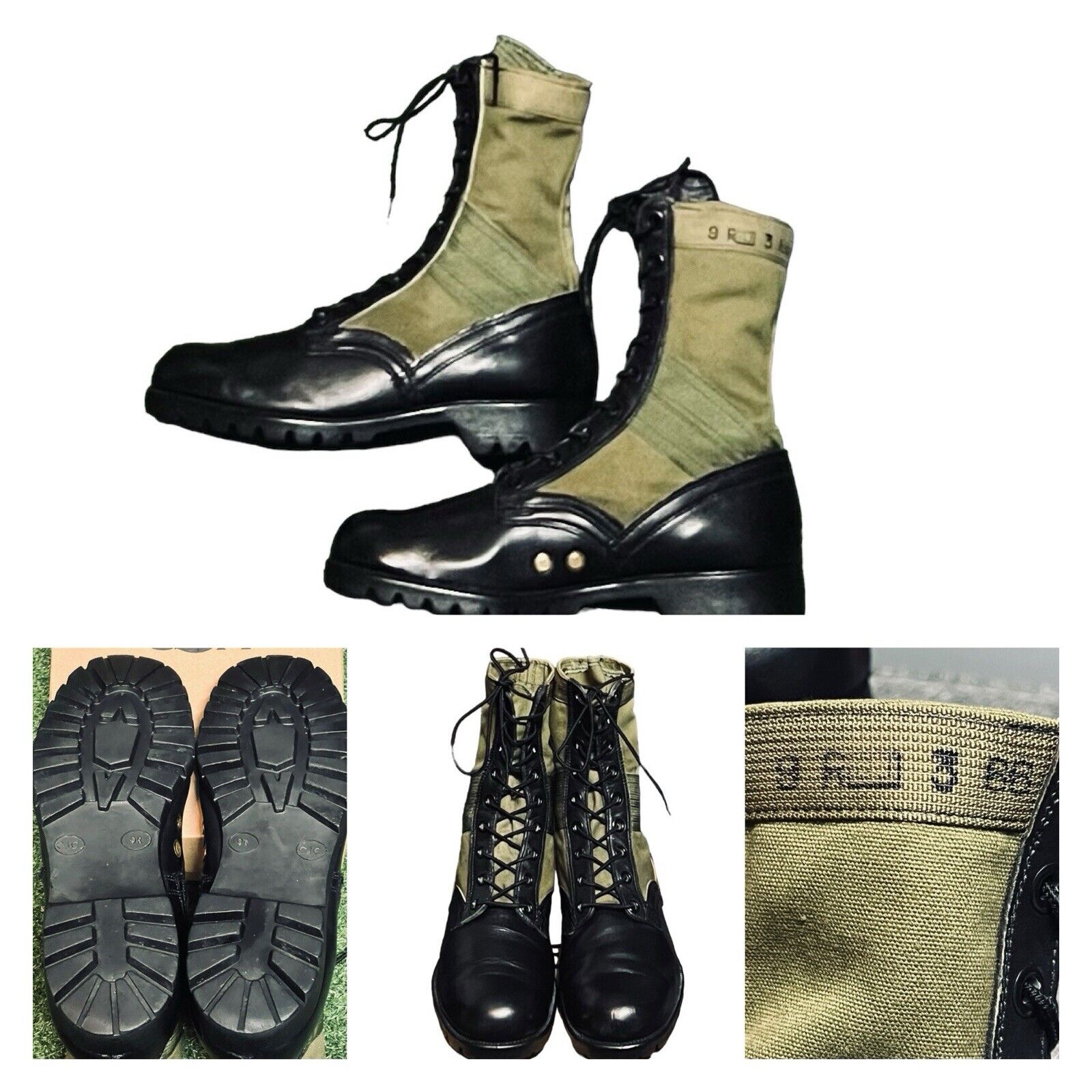 Vintage 1966 Vietnam Combat Jungle Boots C.I.C. 3rd Pattern Size 9R Tropical