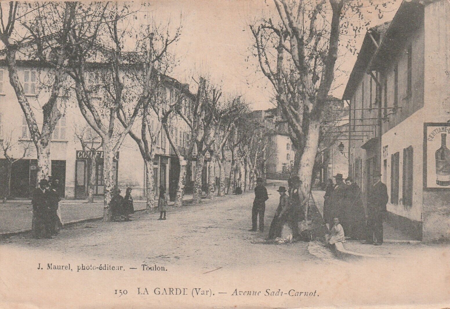 La Garde, Var Sadt-Carnot Street View France Antique Postcard