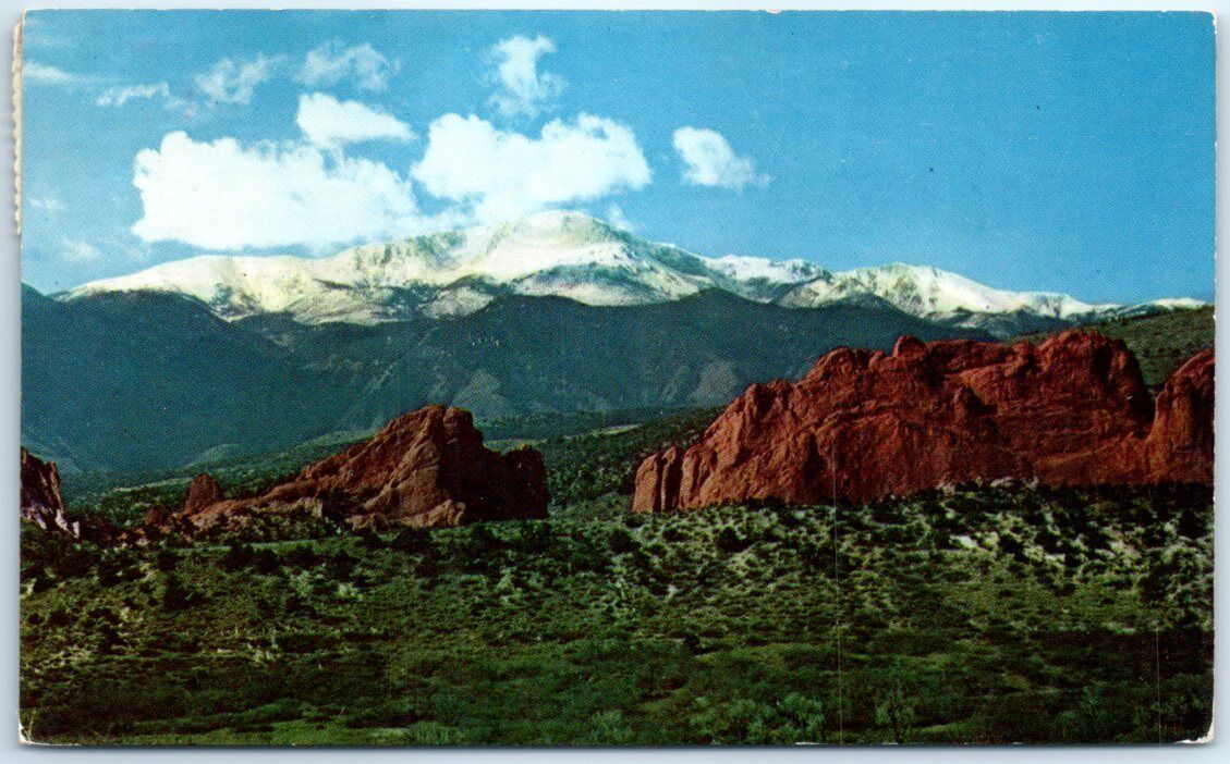 Postcard - Pikes Peak and Garden of the Gods - Colorado