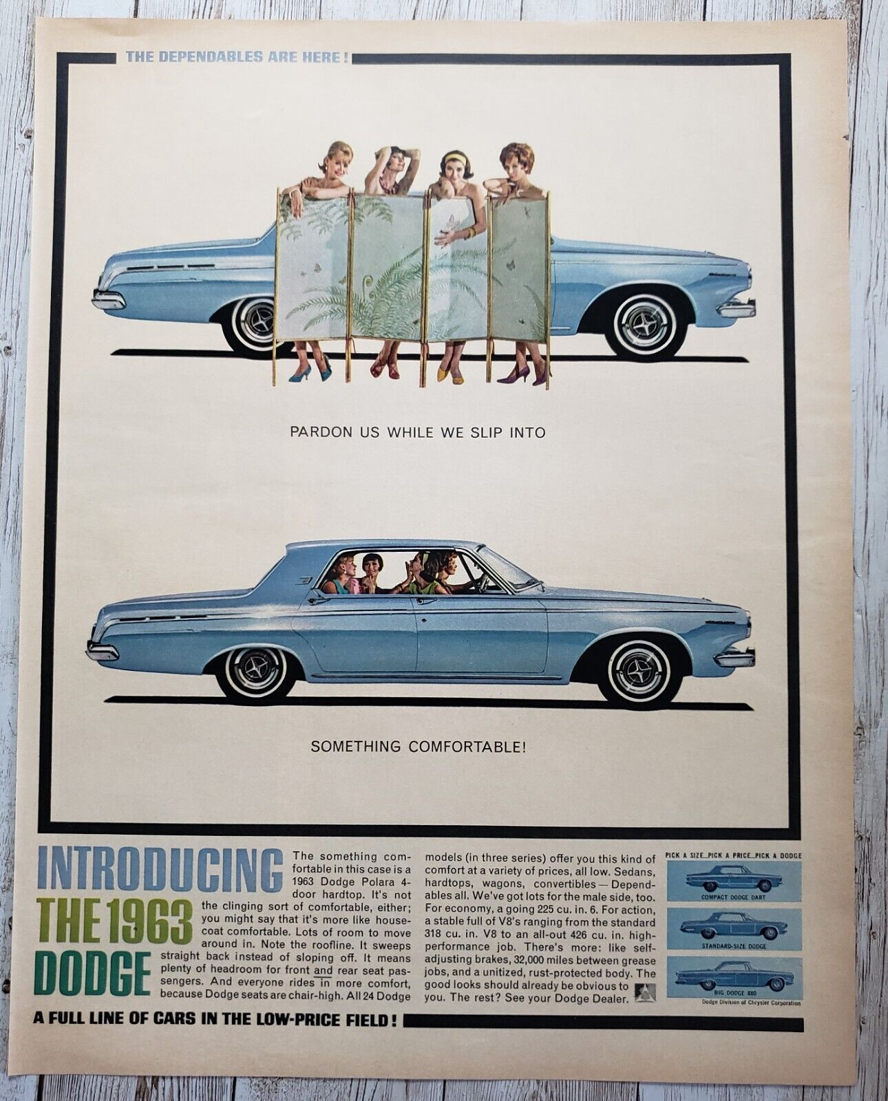 1962 Print Ad Chrysler Dodge Polara 1963 Automobile Women Privacy Screen