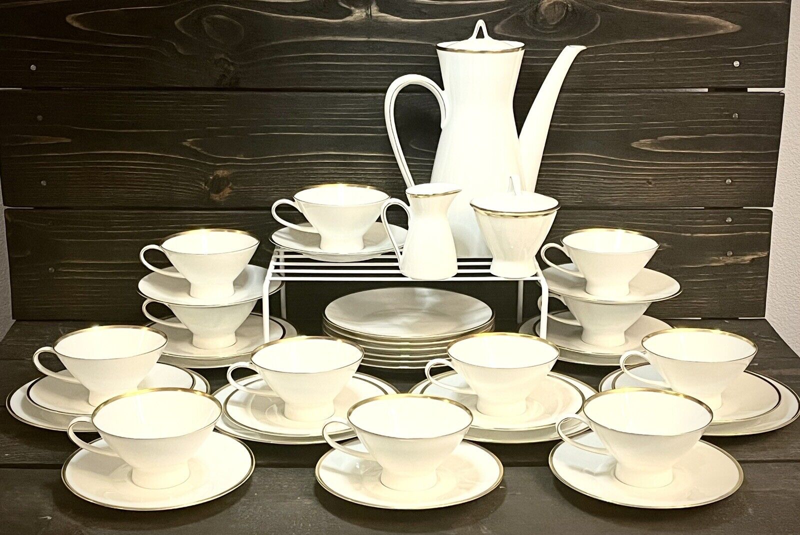 Rosenthal Continental Gold Banded Mid-Century Modern Coffee Tea 41pc Set For 12
