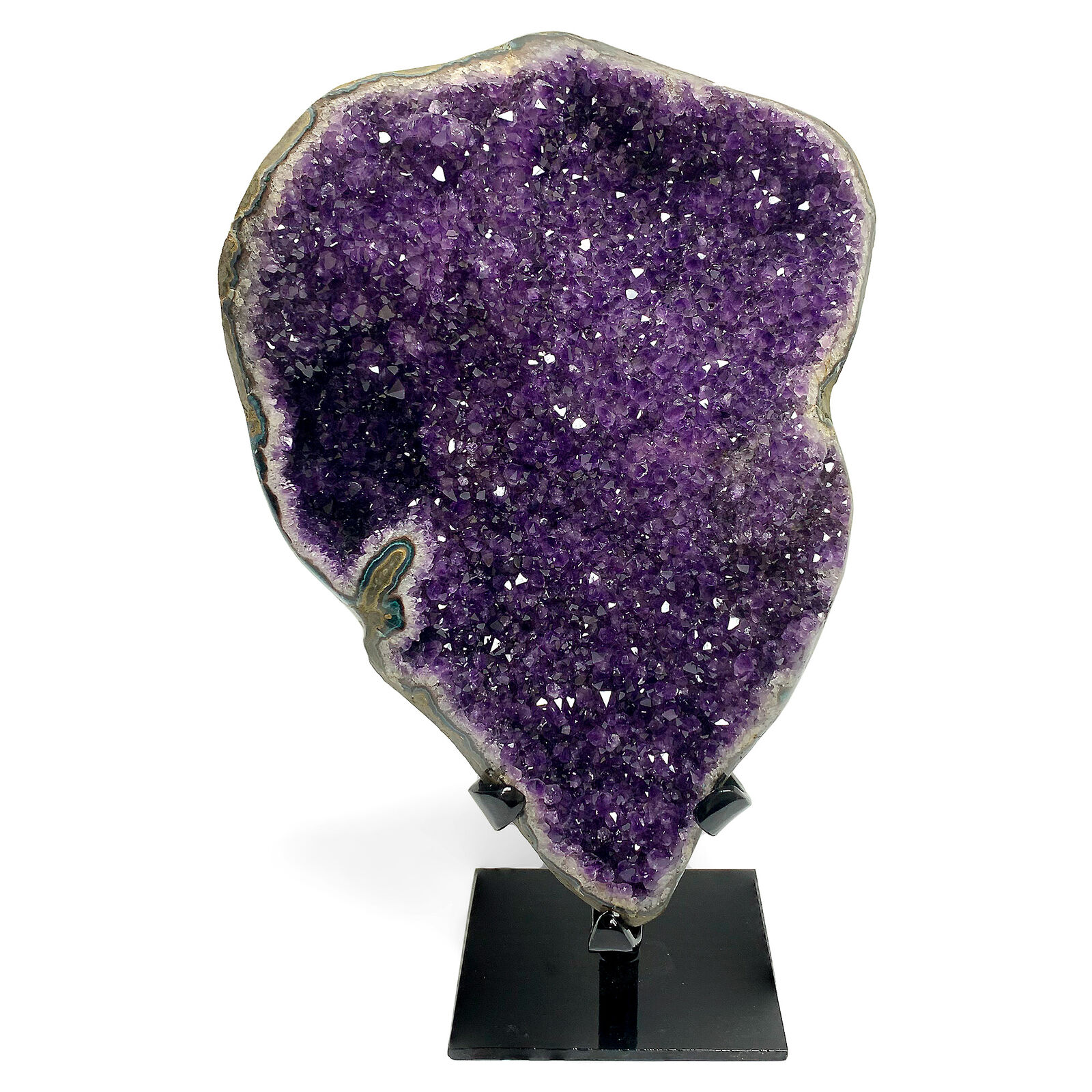 Natural Amethyst Gemstone Crystal Cluster Geode Specimen with Stand 11.5 Lb