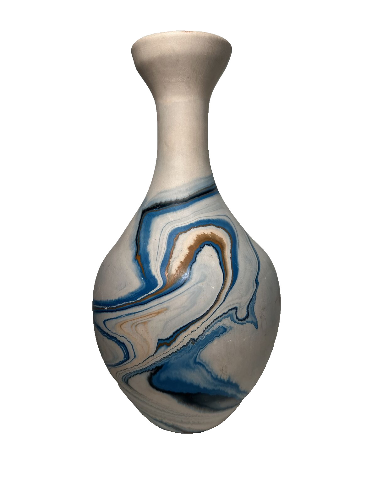 Nemadji Pottery Vase Swirl Pattern Vintage Southwestern Decor Huge 12.5