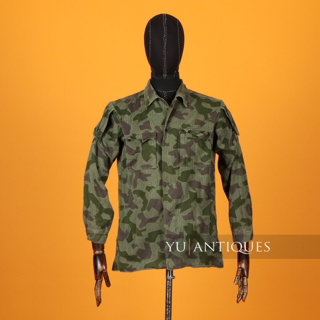 Vintage Bulgarian Army Military Splinter Raindrop Pattern Camouflage Shirt