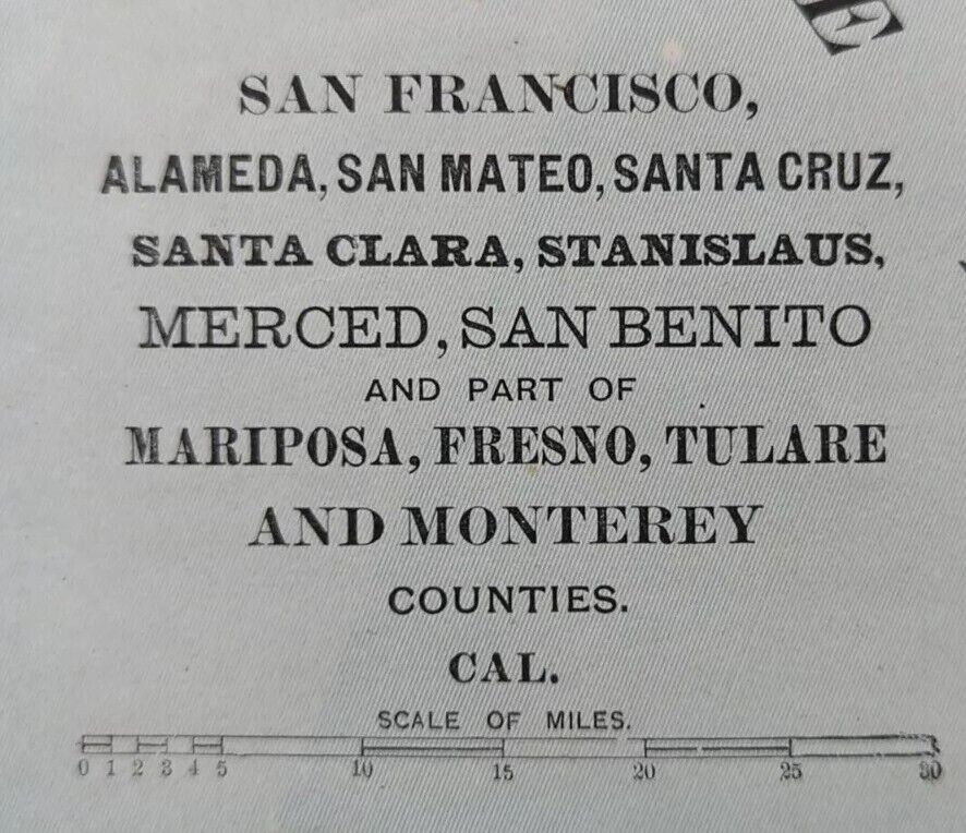 1893 SAN FRANCISCO ALAMEDA SAN MATEO SANTA CRUZ COUNTY Map Old Antique Original 
