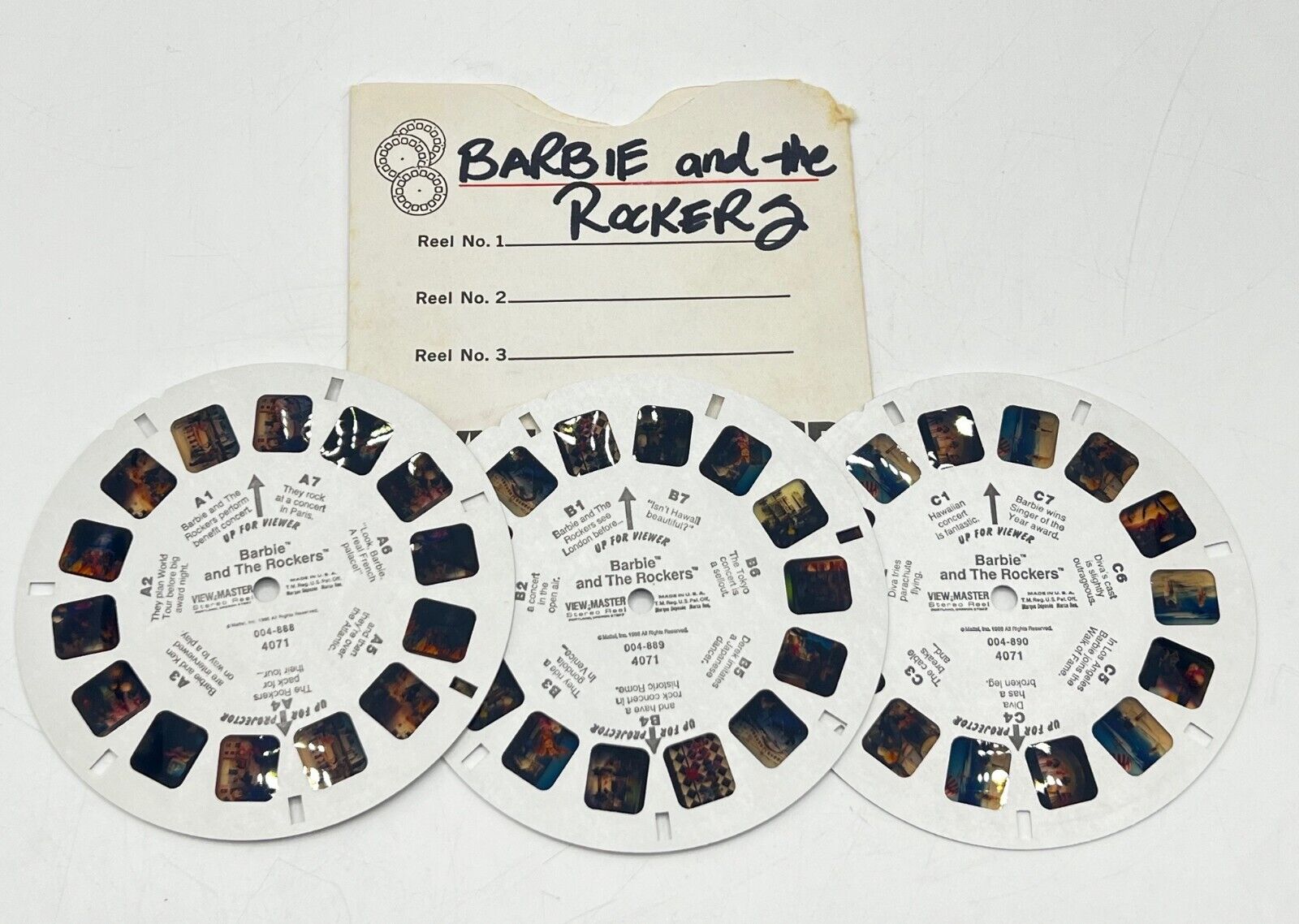 Vintage 1986 View-Master 3 Reels - Barbie and the Rockers #4071