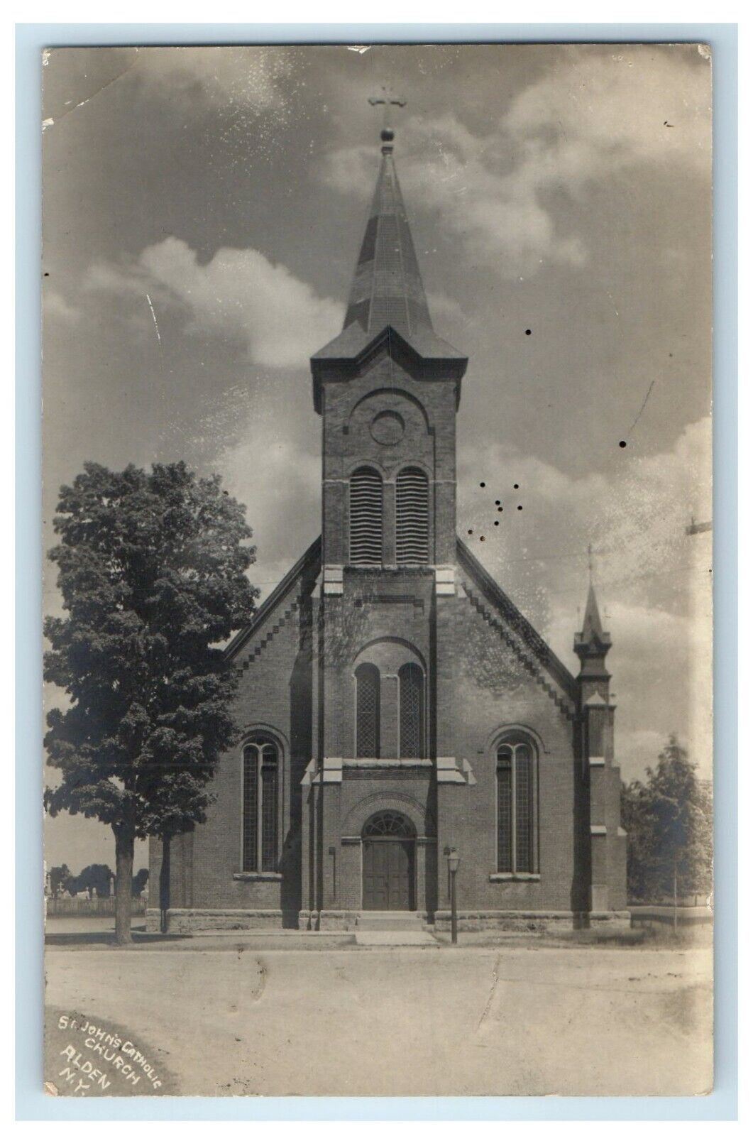 1913 St. John\'s Catholic Church Alden New York NY RPPC Photo Antique Postcard