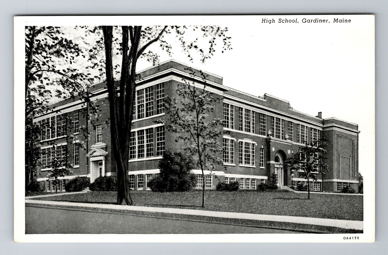 Gardiner ME-Maine, High School, Antique, Vintage Souvenir Postcard