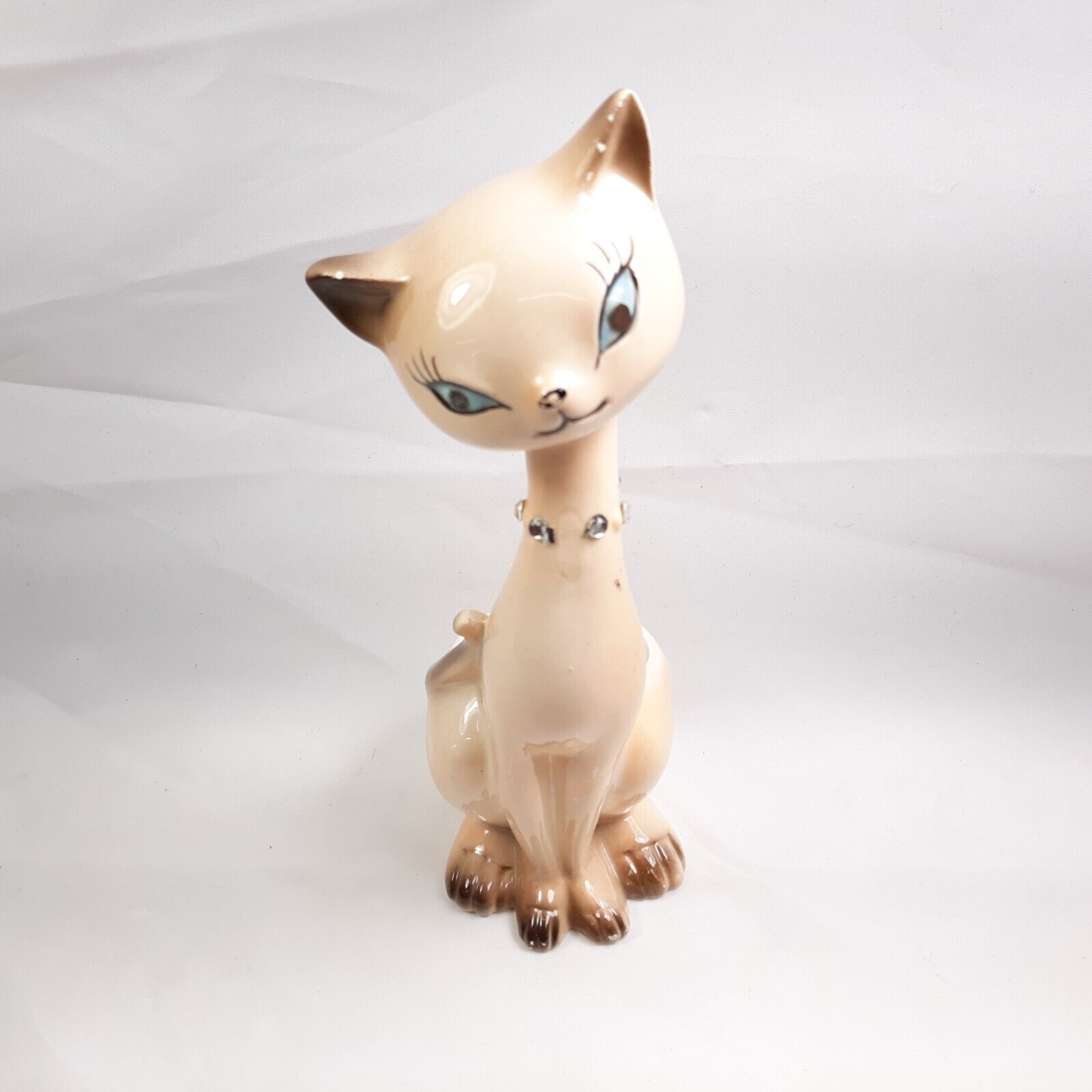 Enesco Vintage Siamese Cat With Jewels Planter Japan Ceramic 