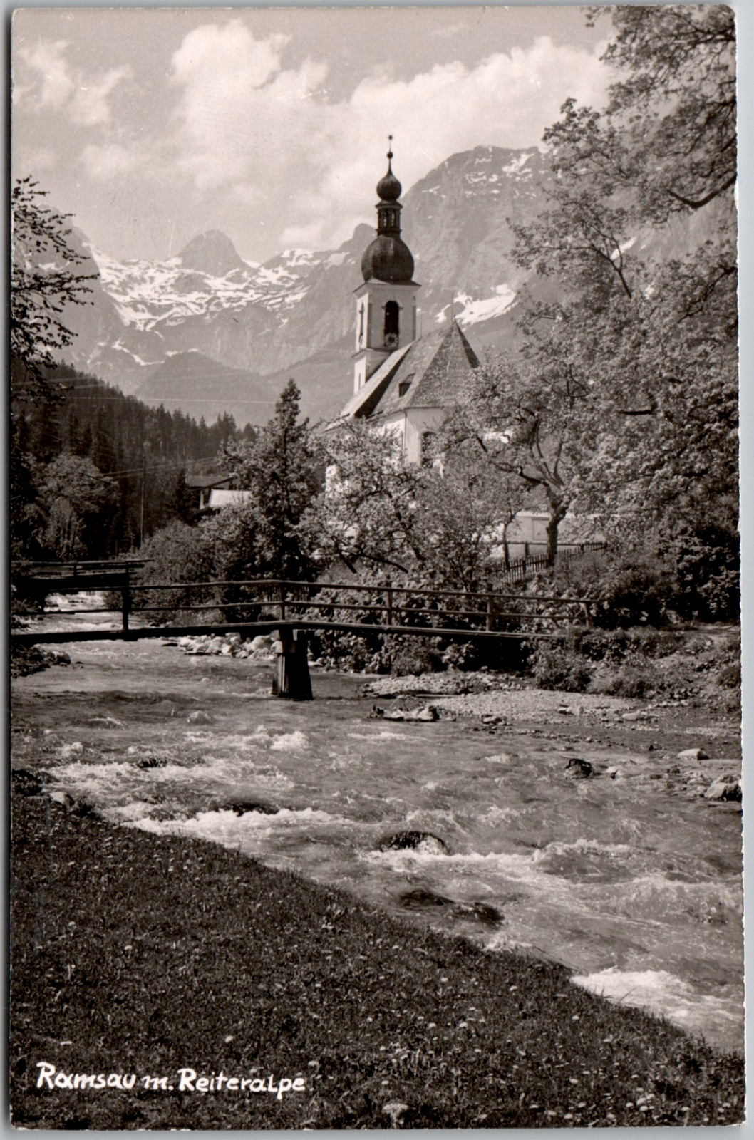 RPPC Germany Reiteralpe Ramsau Mountain River Real Photo PC EU Vintage Postcard