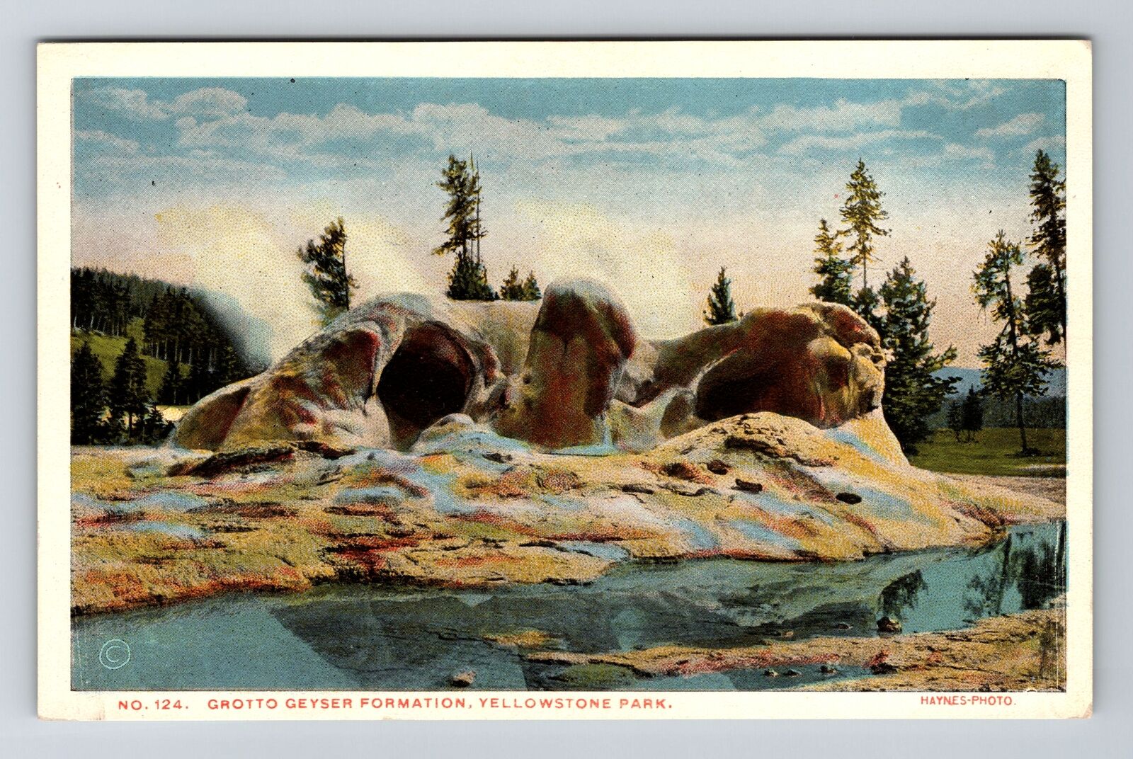 Yellowstone WY-Wyoming, Grotto Geyser Formation, Vintage Postcard