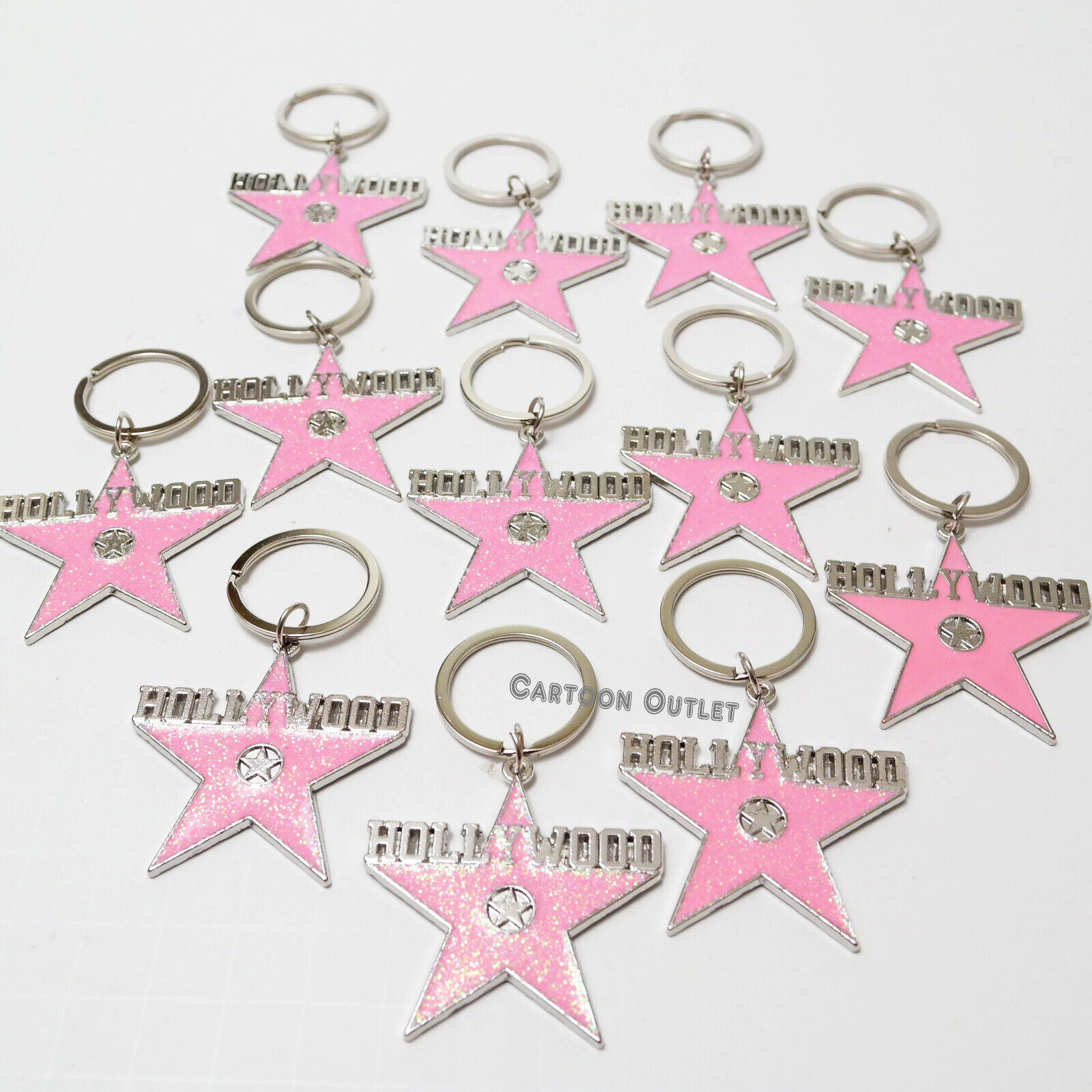 12 Hollywood Star Souvenir Keychain Pink Star Party Favors Metal New Key chain