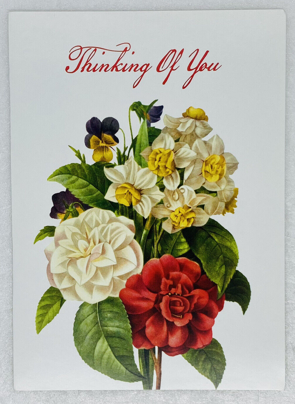 Vintage Thinking Of You Card “To Someone Very Nice” Floral Bouquet Camelias P3
