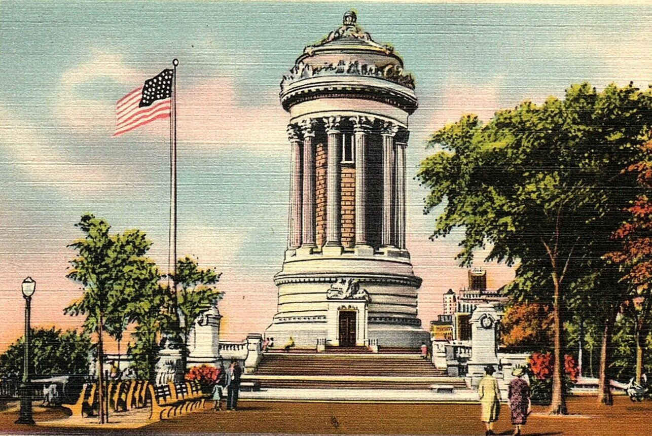 1930s NEW YORK CITY SOLDIERS AND SAILORS MONUMENT LINEN POSTCARD 46-159