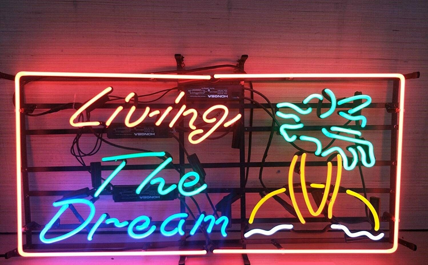 New Living the Dream Beer Bar Neon Light Sign 24\