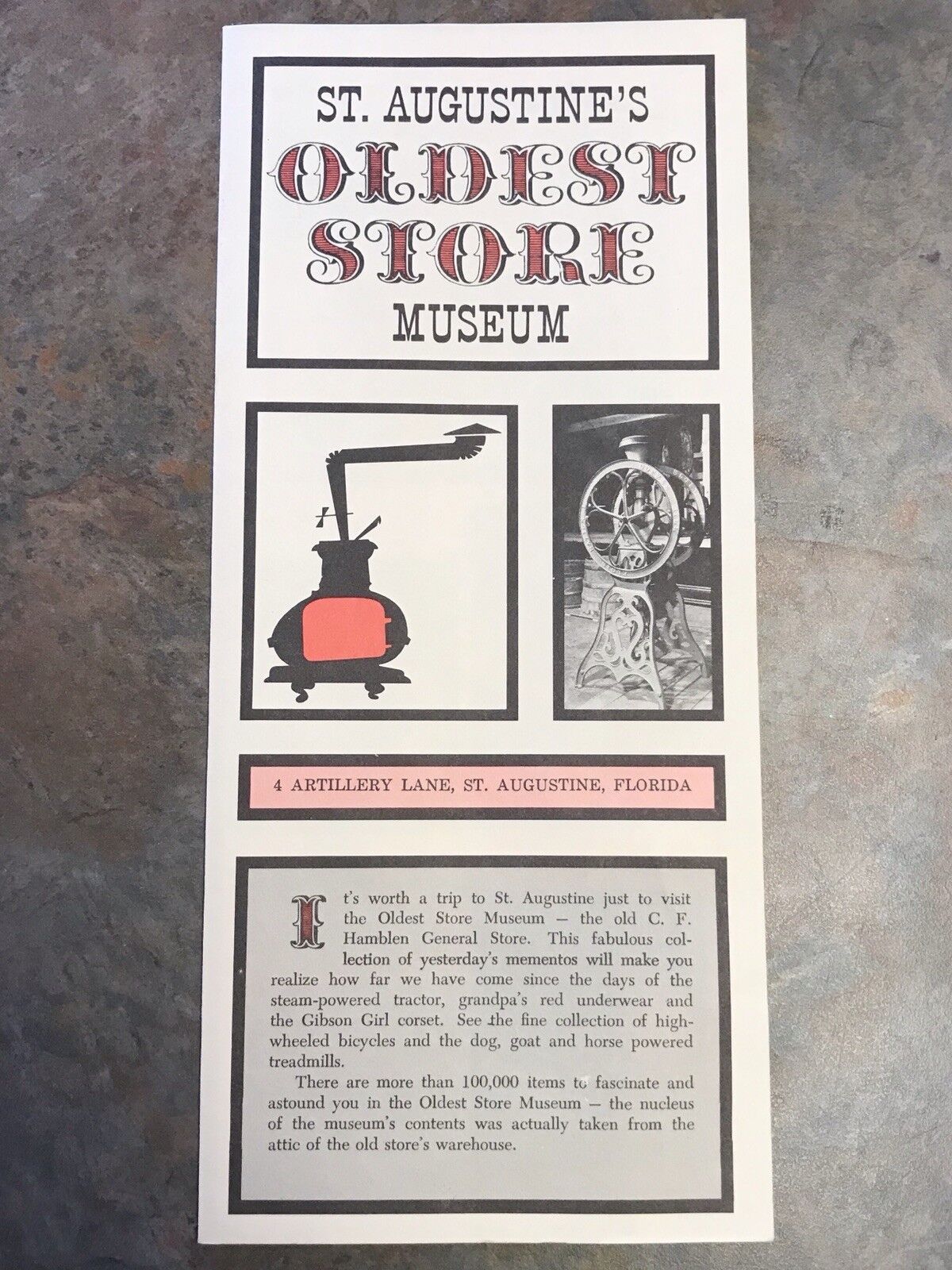 Vintage St. Augustine’s FL Oldest Store Museum Visitors Travel Brochure w/ Map