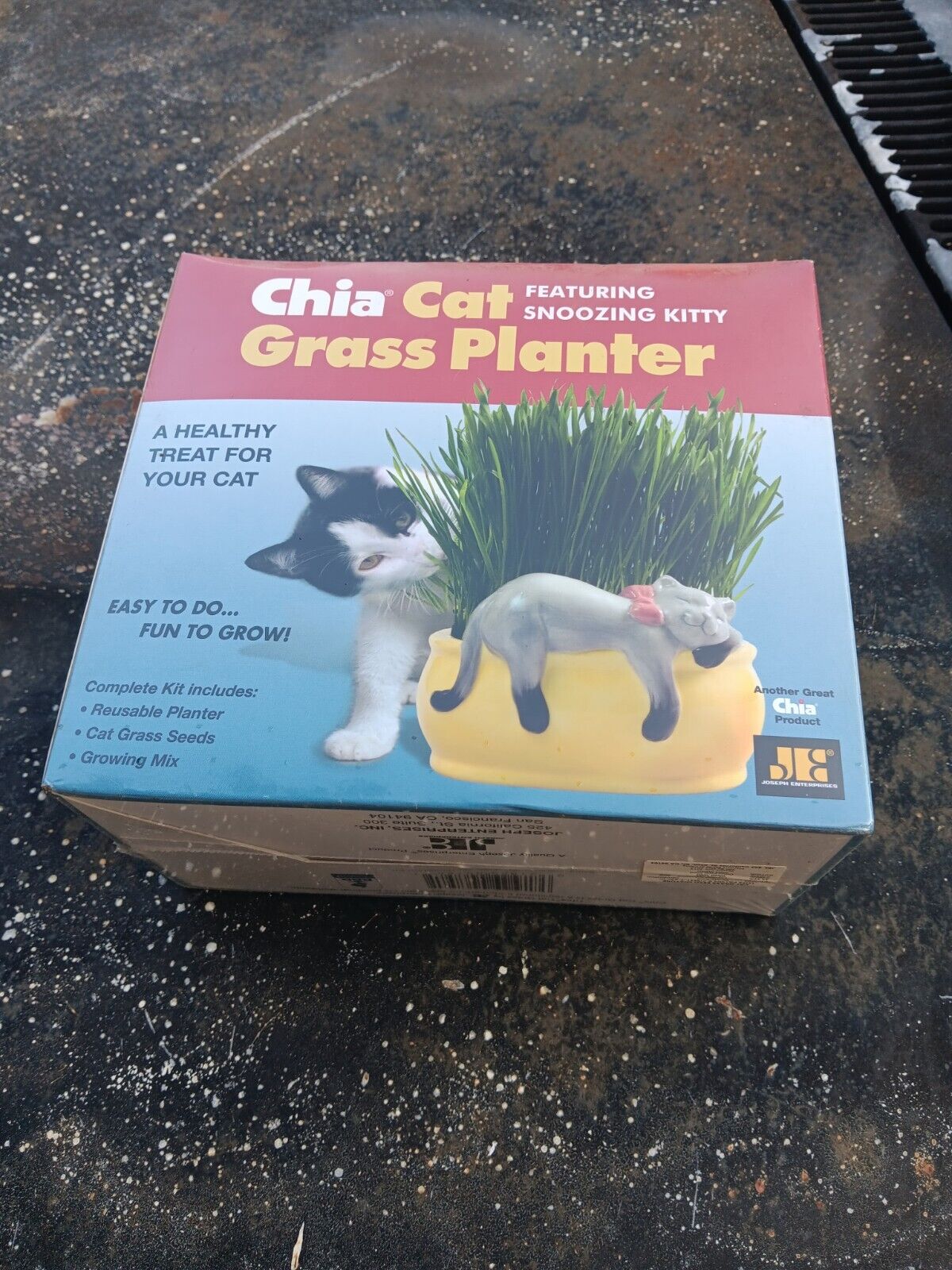Chia Pet Cat Grass Treat Decorative Planter Featuring Snoozing Kitty/ SEALED
