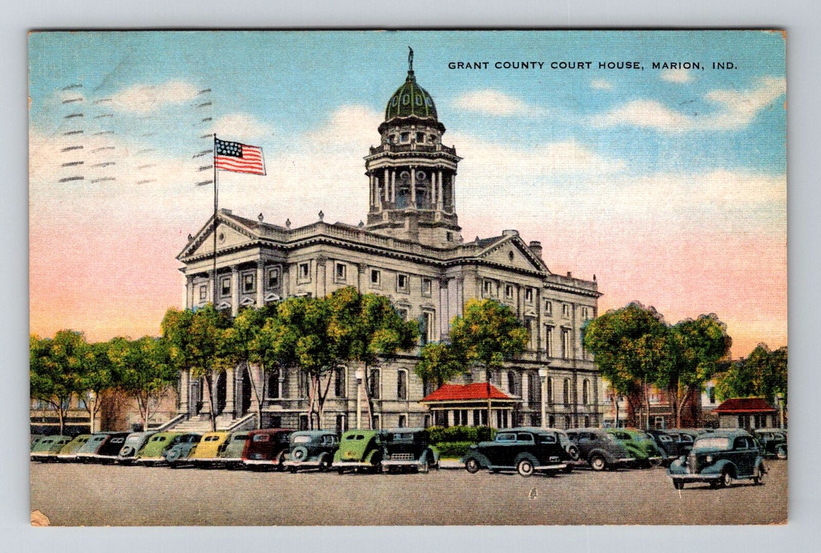 Marion, IN-Indiana, Grant County Courthouse Antique c1946, Vintage Postcard