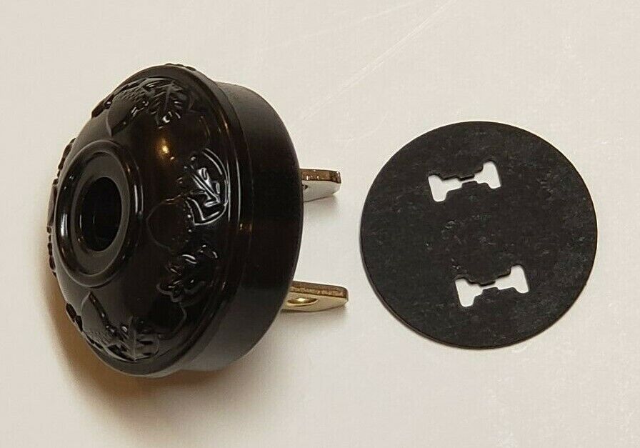 BLACK ACORN EARLY ELECTRIC STYLE LAMP PLUG FOR ANTIQUE LAMPS + INSULATOR 48545JB