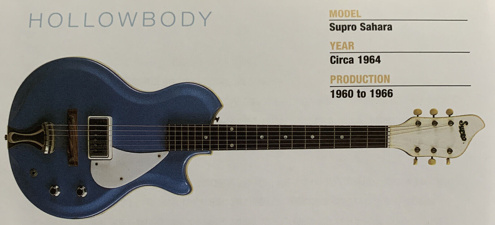 Circa 1964 Supro Sahara Hollow Body Guitar Fridge Magnet 5.25\