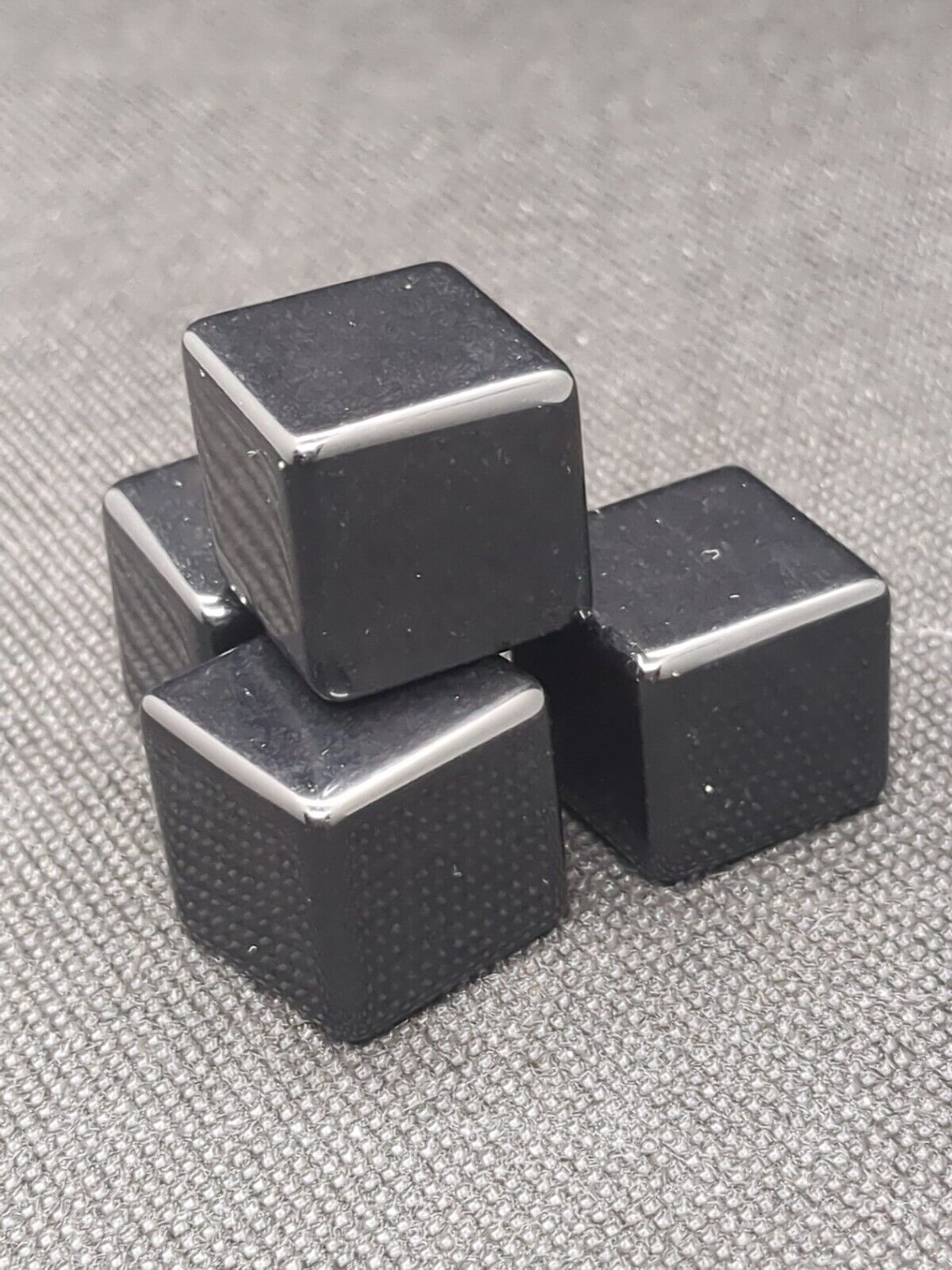 Set Of 4 GENUINE CRYSTAL Black Obsidian Ice Cubes