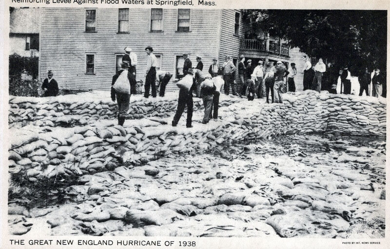 SPRINGFIELD MA - Reinforcing Levee Against Flood Waters 1938 Hurricane Postcard