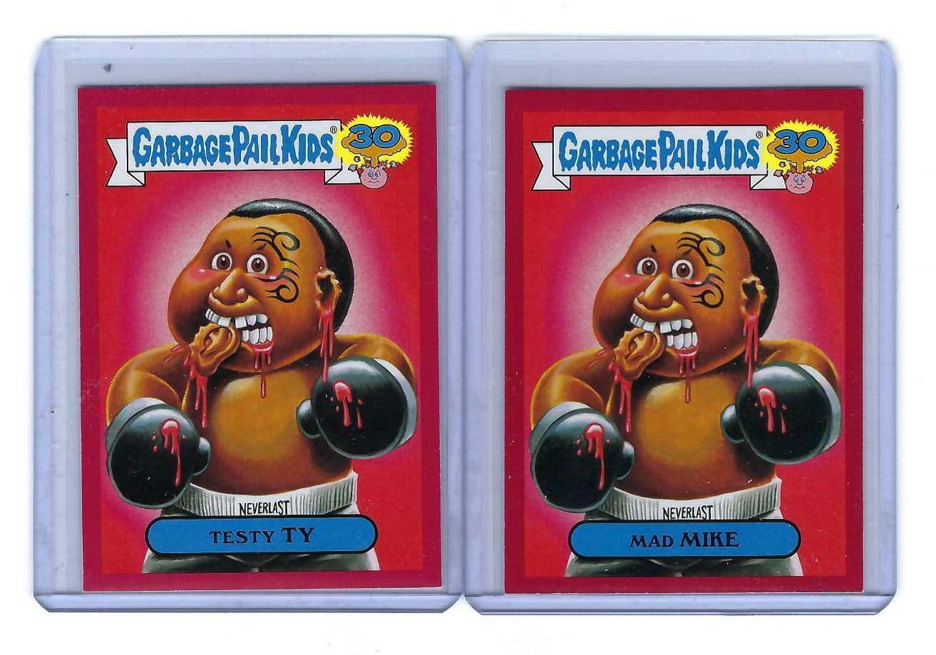 Garbage Pail Kids 30th Mad Mike Testy Ty 80\'S SPOOF 24a & b RED PARALLEL TOPPS