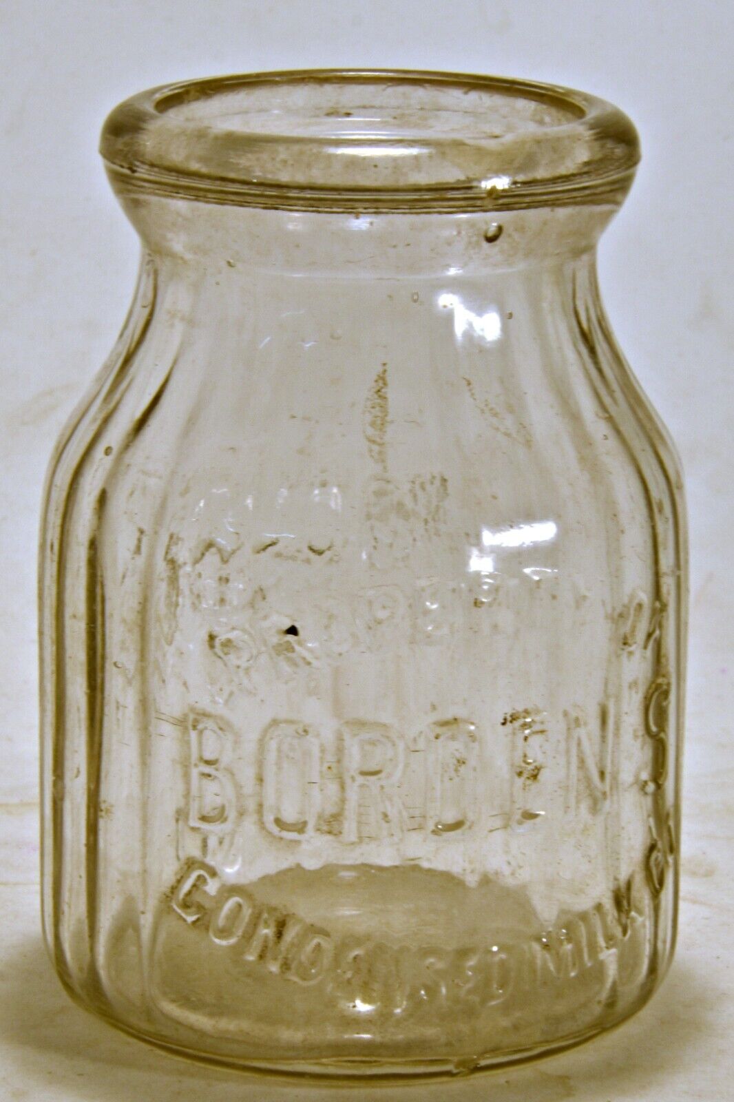 Antique Borden's 1/2 Pint Glass Milk Bottle With Embossed Eagle Brand Vintage 