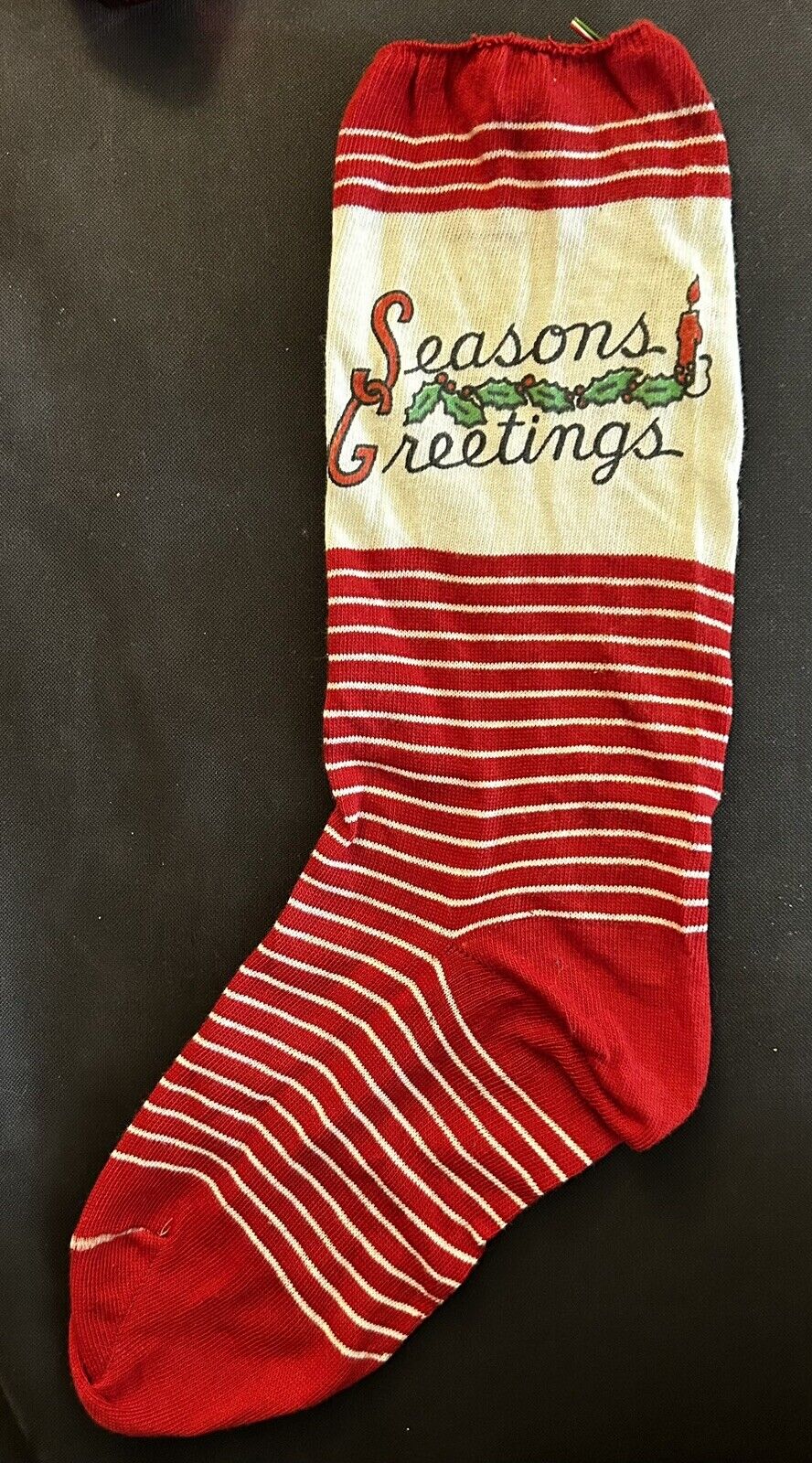 Vintage 1940s -  12” Christmas Stocking Seasons Greetings - Christmas / Holiday