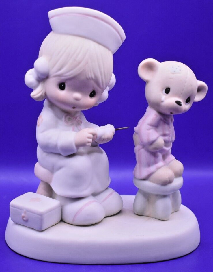 Precious Moments Enesco Love Beareth All Things Nurse Giving Shot 1981 Figurine