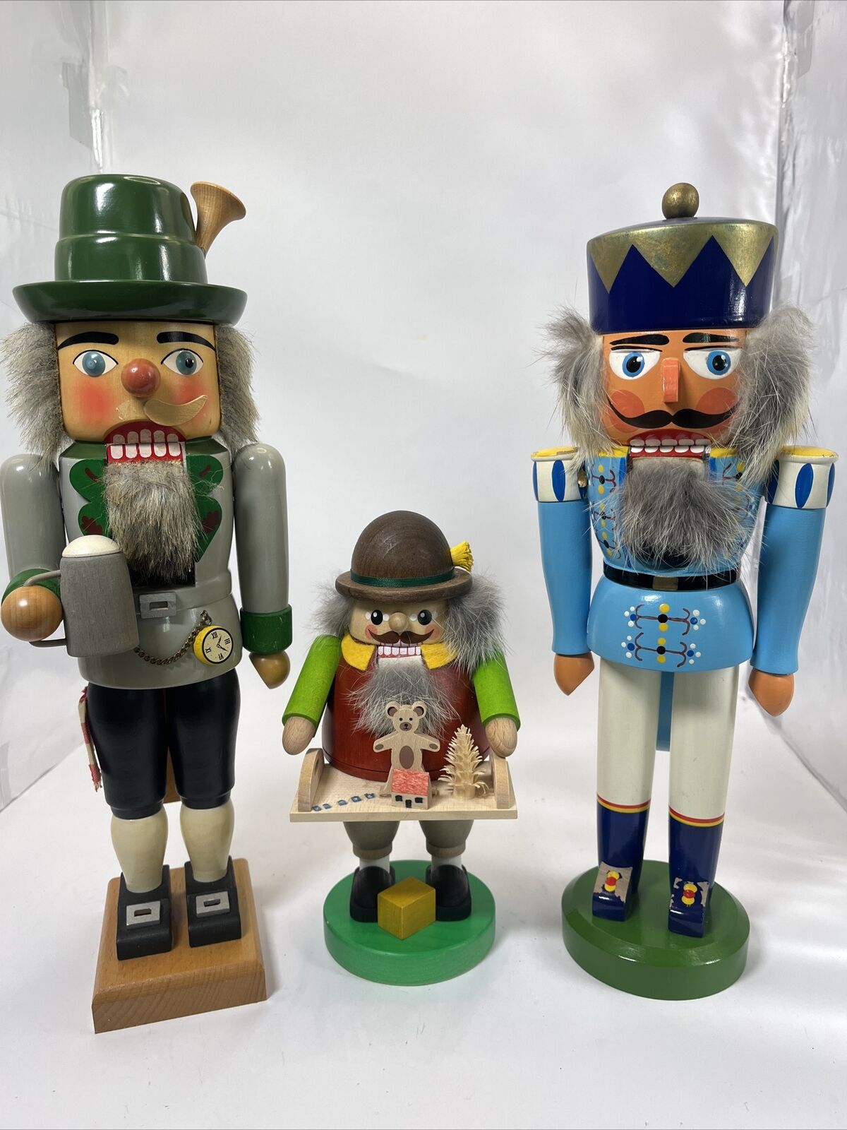 Lot Of 3 ERZGEBIRGE VOLKSKUNST GERMANY WOODEN Nutcrackers Hand Made One From GDR
