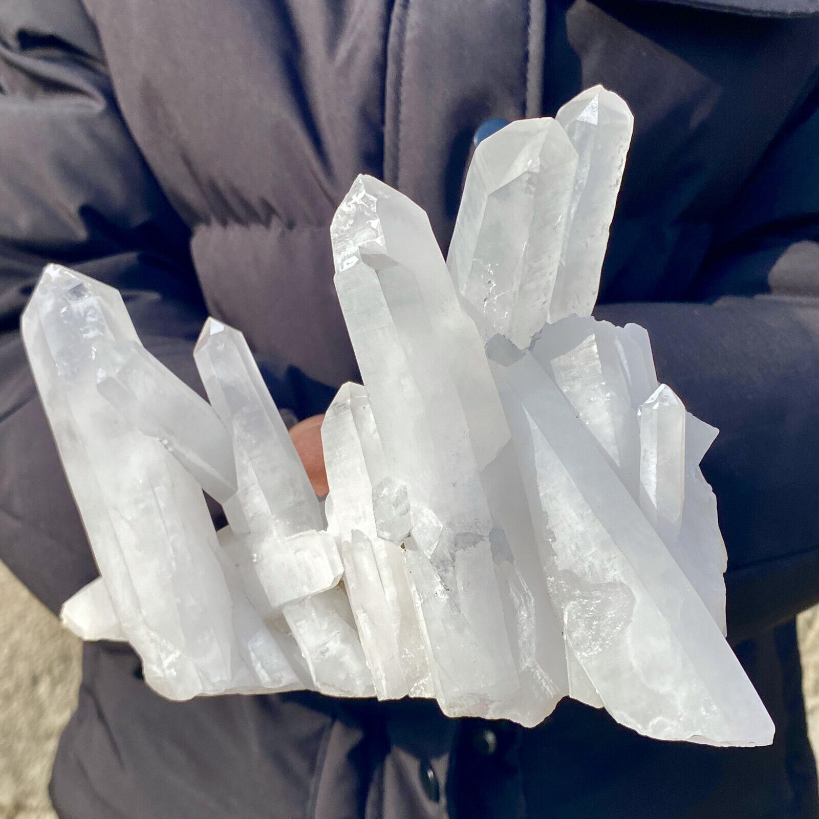 3LB A+++Large Natural White Crystal Himalayan quartz cluster /mineralsls
