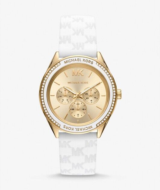 MICHAEL KORS OUTLET Oversized Jessa Gold-Tone and Embossed Silicone Watch MK7267