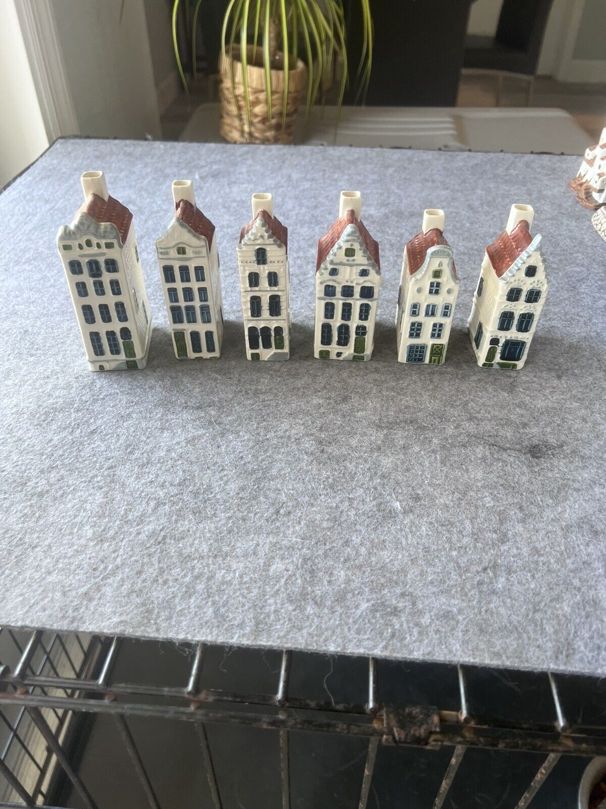Amsterdam Singel Ceramic Canal House Blue Delft Lot Of 6