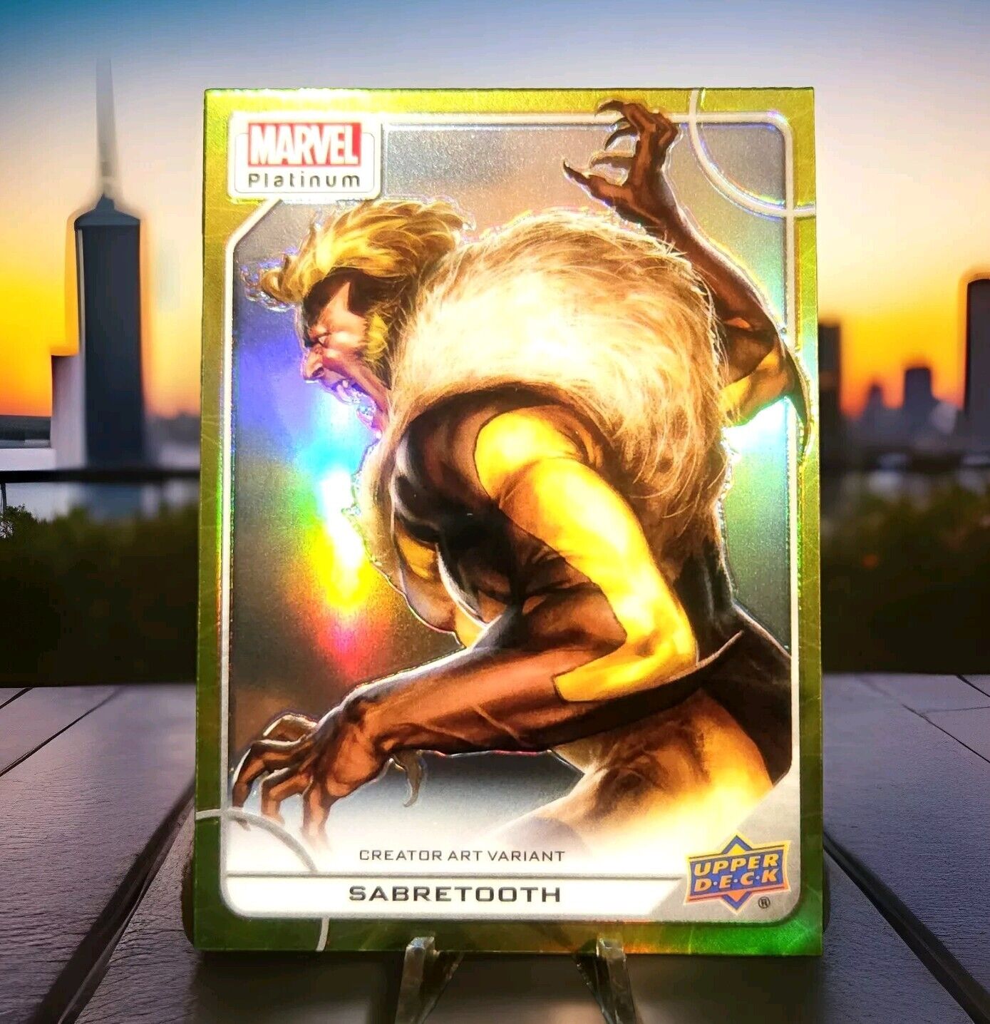 Upper Deck Marvel Platinum SABRETOOTH Yellow Rainbow Creator Art Variant ~ 1/600