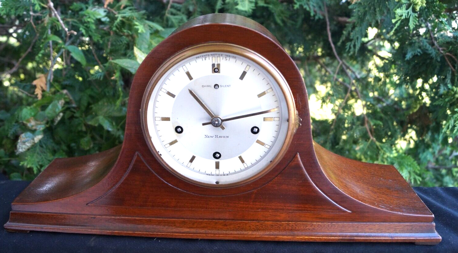 Antique 1920s New Haven CALVIN Tambour Humpback Clock RUNS - VIDEO - WESTMINSTER