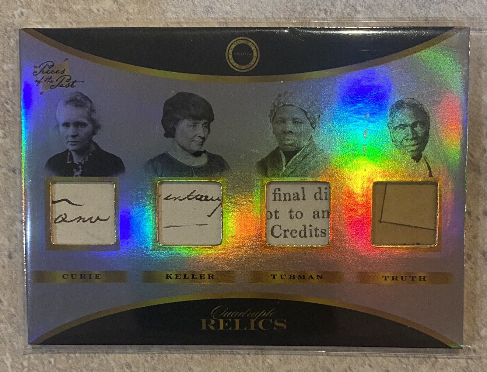 2024 PIECES OF THE PAST CURIE KELLER TUBMAN TRUTH QUAD RELIC 