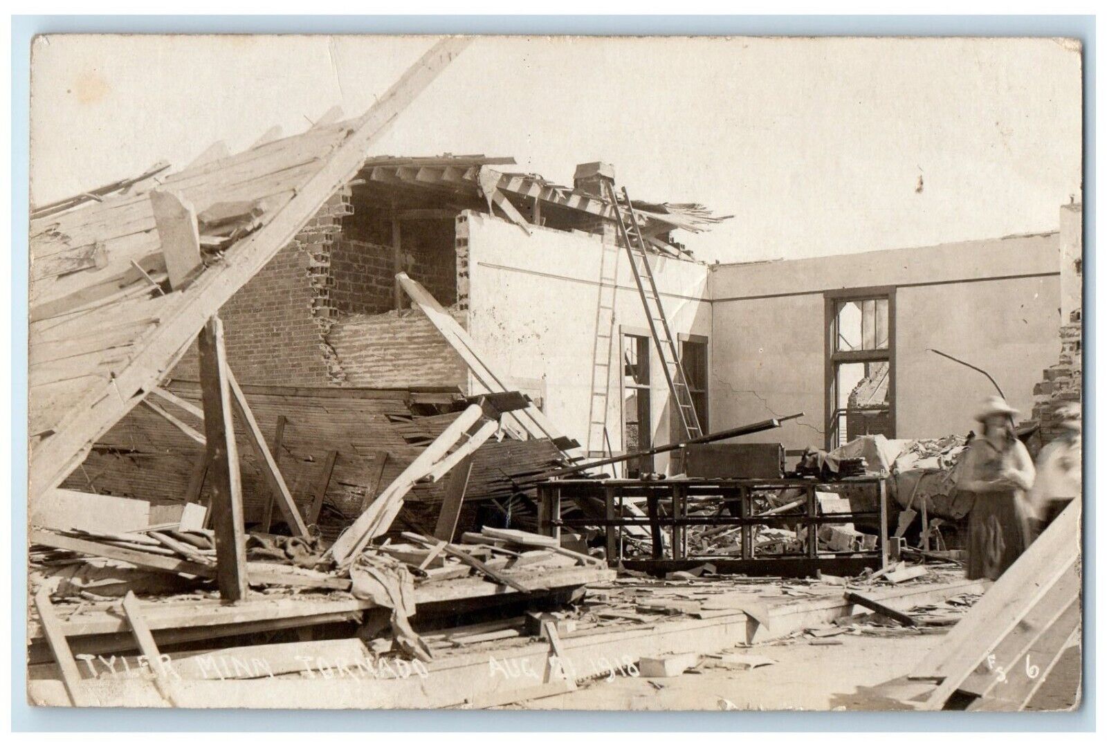 Tyler Minnesota RPPC Photo Postcard Tornado House Destroy Exterior c1940 Antique
