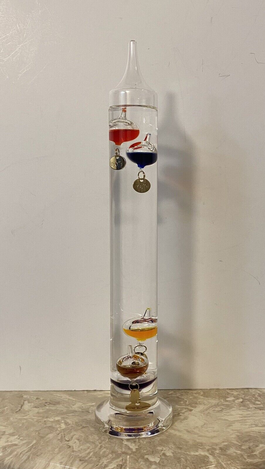 Thermometer Glass Galileo Multi Color Floating Orbs Home Decor 14.5” Tall