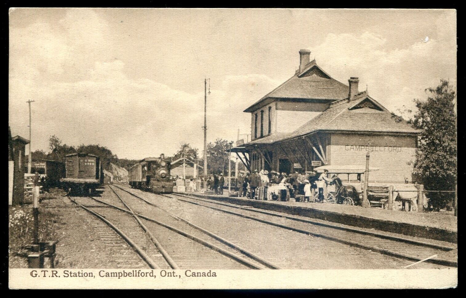 CAMPBELLFORD Ontario Postcard 1910s GTR Train Station