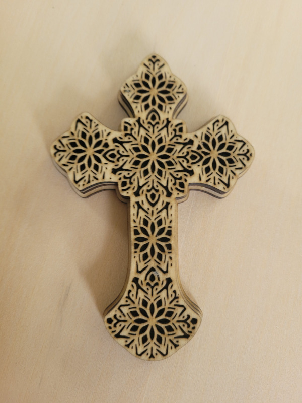 Wood Cross, Intricately carved crucifix 4 inches
