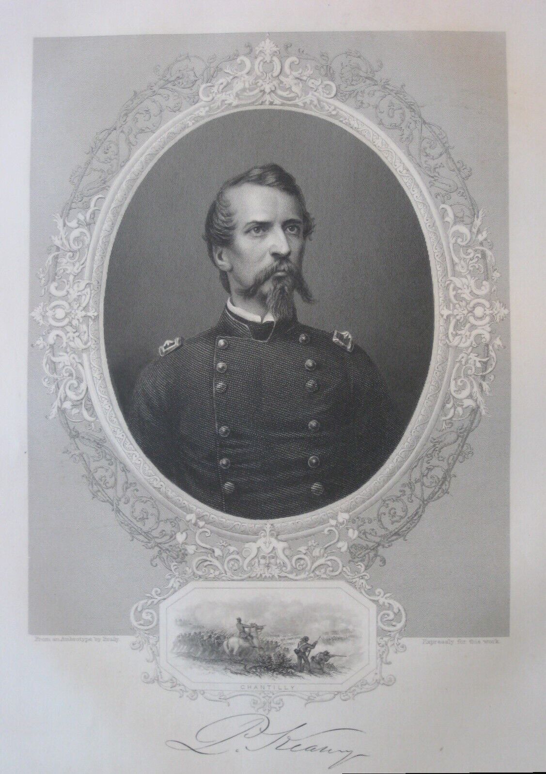 Original 1864 Civil War Engraving GENERAL PHILIP KEARNEY Chantilly Mathew Brady