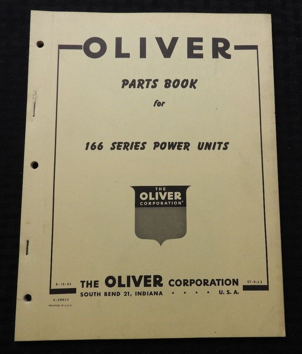 1953 OLIVER 166 SERIES POWER UNIT STATIONARY ENGINES PARTS CATALOG MANUAL NICE